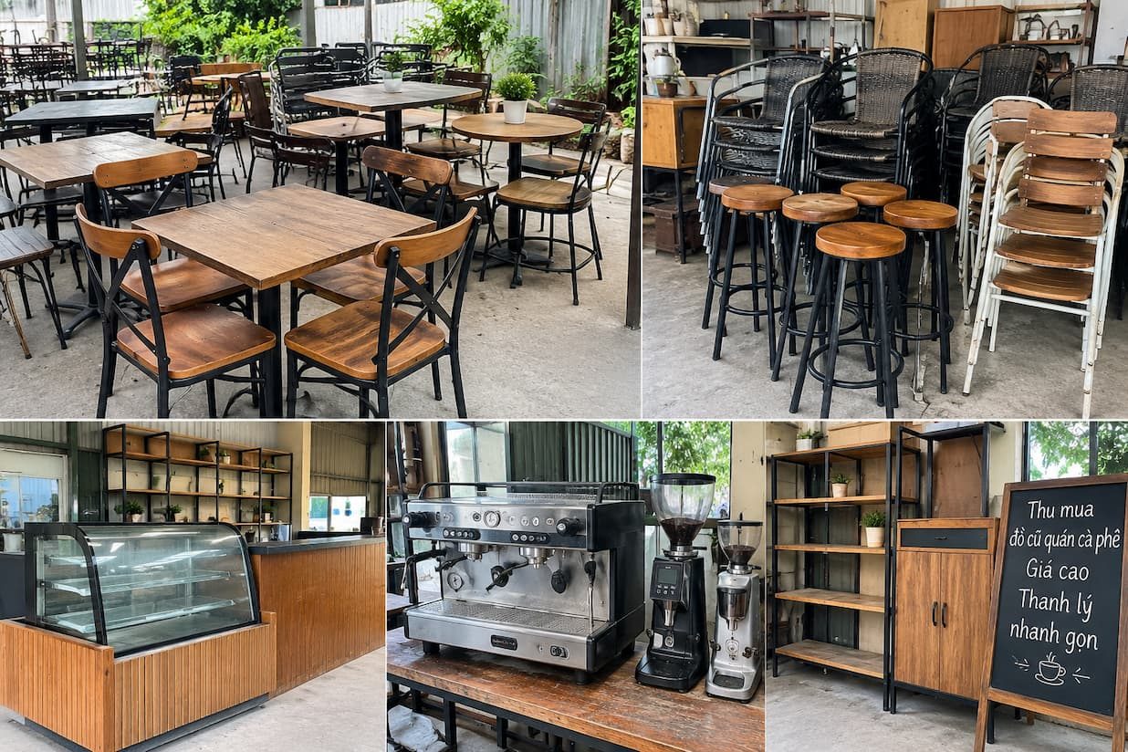 Thu mua bàn ghế và nội thất quán cafe đã qua sử dụng